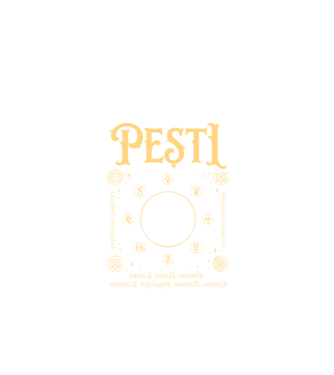 Zodiac femeie PEȘTI golden model negru pe tricou