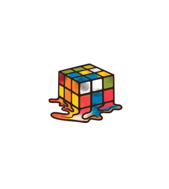 Melted Rubik model negru pe tricou