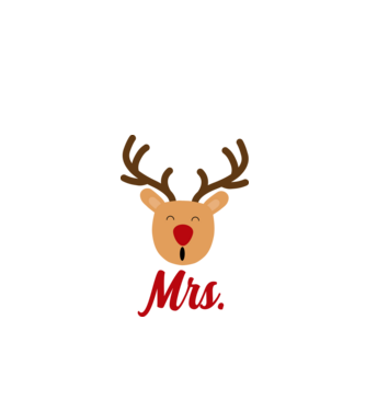 Mrs Reindeer christmas couple model alb pe tricou
