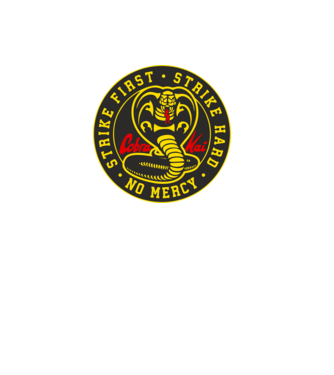 Strike first strike hard cobra kai model negru pe tricou