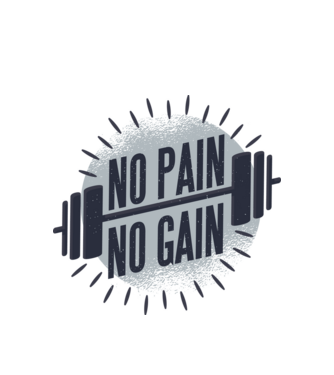No pain no gain round model alb pe tricou
