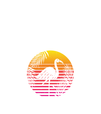 Retro flamingo sunset model negru pe tricou