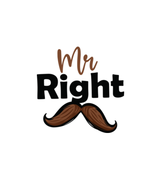 Mr right model alb pe tricou