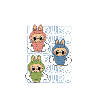 LABUBU model alb pe tricou