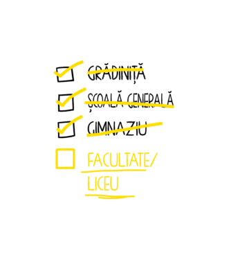 Cheklist educație - Gimnaziu alb model alb pe tricou