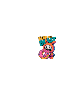 Feed the beast model alb pe tricou