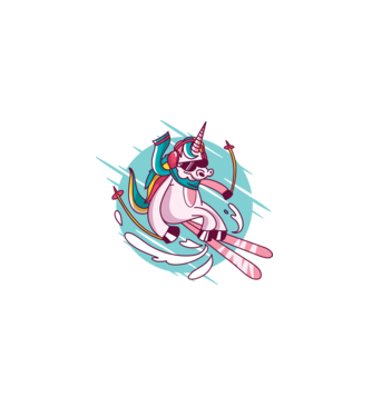 Unicorn ski model negru pe tricou