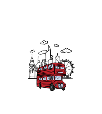 Autobuze model alb pe tricou