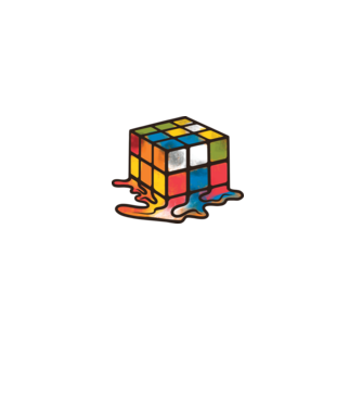 Melted Rubik model negru pe tricou