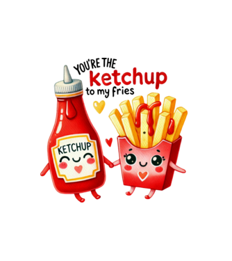 Ketchup to my Fries model alb pe tricou