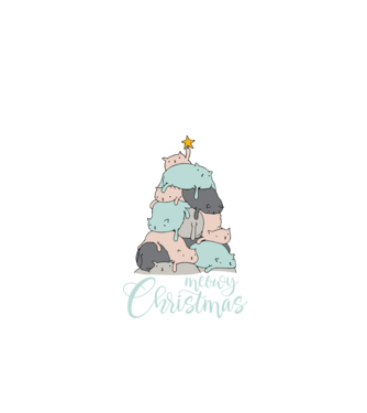 Meowy Christmas model negru pe tricou
