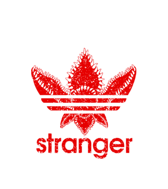 stranger logo red model alb pe tricou