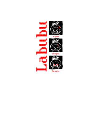 Labubu moods model negru pe tricou