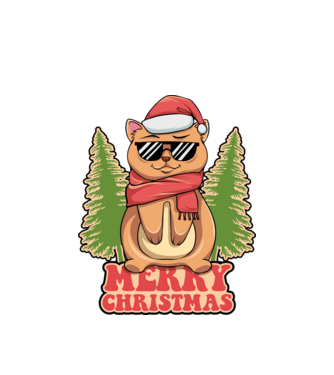 Merry christmas cat model alb pe tricou