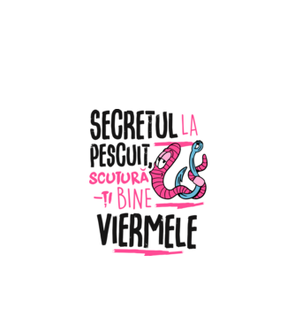 Secretul la pescuit scutură-ți bine viermele model alb pe tricou