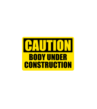 Caution Body Under Construction model alb pe tricou