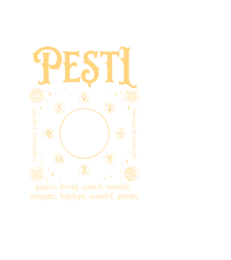 Zodiac bărbat PEȘTI golden model negru pe tricou