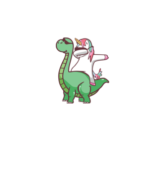 Dinozaur dabunicorn model negru pe tricou
