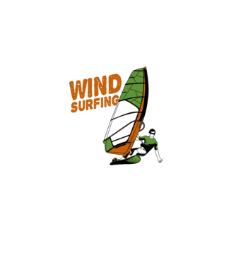 Wind Surf model negru pe tricou