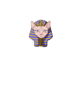 sphynx cat pharaoh model albastru închis pe tricou