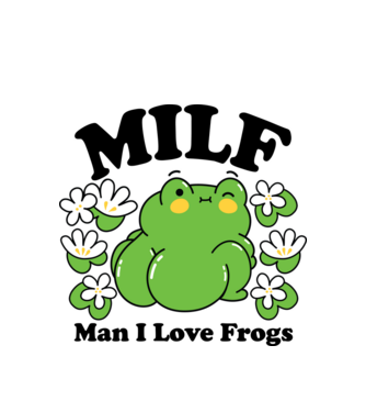 MILF man i love frogs model alb pe tricou