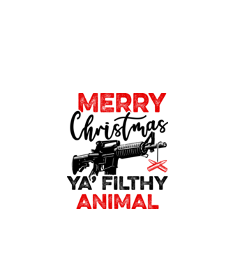Merry Christmas Ya Filthy Animal model alb pe tricou