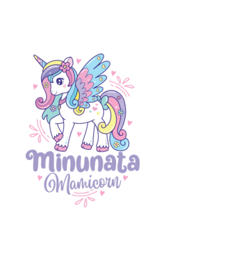 Minunata Mamicorn model alb pe tricou
