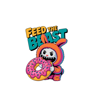 Feed the beast model alb pe tricou