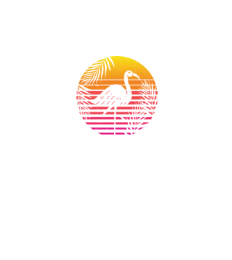 Retro flamingo sunset model negru pe tricou