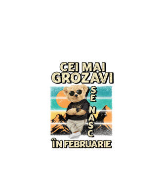 RETRO teddy FEBRUARIE model negru pe tricou