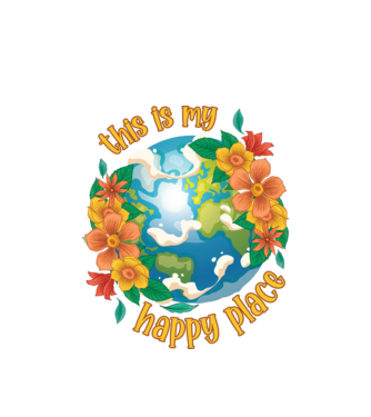 Happy Place model alb pe tricou