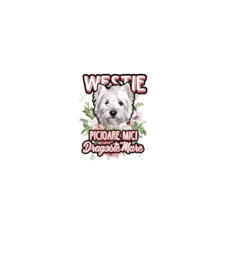 Westie picioare mici dragoste mare model alb pe tricou