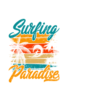 Surfing Paradise model negru pe tricou