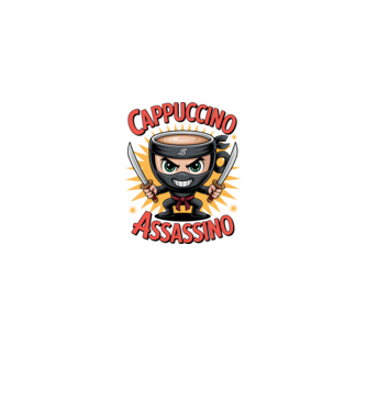 Cappuccino Assasino model negru pe tricou