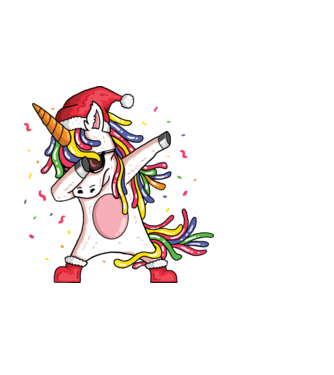 Christmas unicorn dab model negru pe tricou