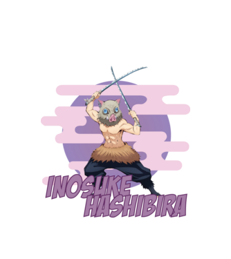 Demon Slayer Inosuke model alb pe tricou