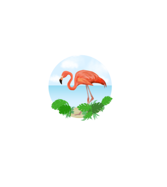 Flamingo model alb pe tricou
