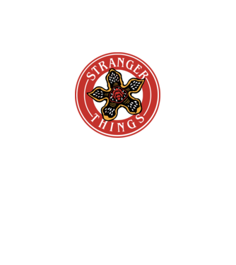 stranger things logo bucks model gri închis pe tricou
