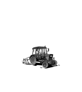 TRACTOR model alb pe tricou