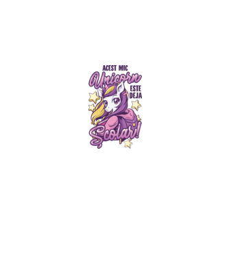 Acest mic unicorn este deja școlar model gri pe tricou