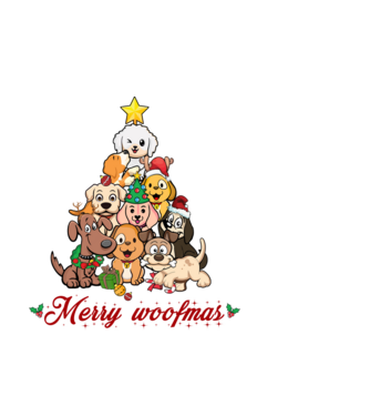 Merry woofmas model negru pe tricou