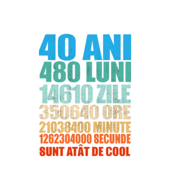 De 40 ani - luni - zile - ore - minute - secunde - sunt atât de cool model alb pe tricou