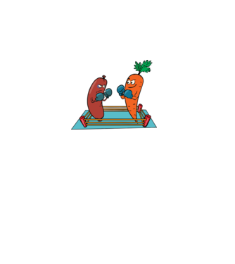 sausage vs carrot model galben pe tricou