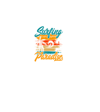 Surfing Paradise model negru pe tricou