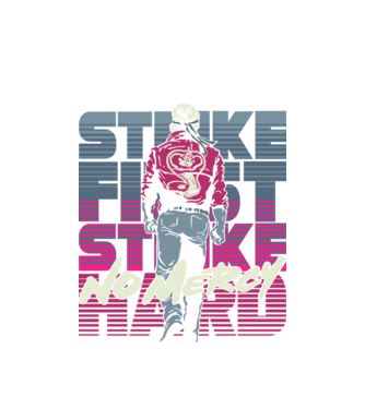 Strike first strike hard neon model alb pe tricou