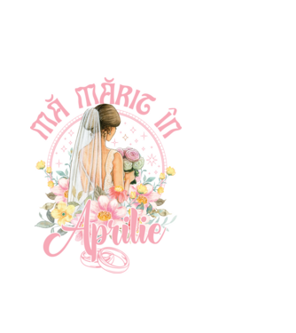 mă mărit - în aprilie model alb pe tricou