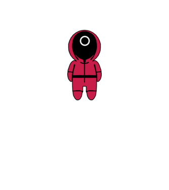 squid game figure model negru pe tricou