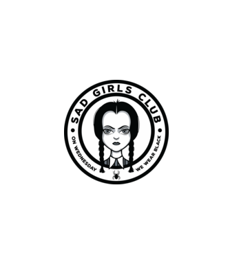 WEDNESDAY Sad Girls Club model negru pe tricou