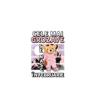 RETRO teddy fetişcană FEBRUARIE model negru pe tricou