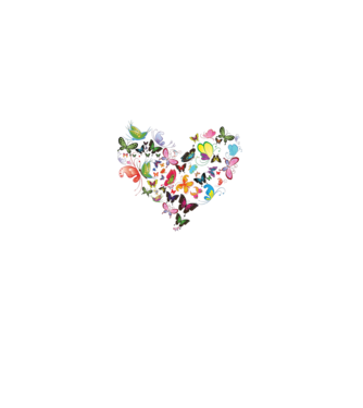Butterfly Heart model alb pe tricou